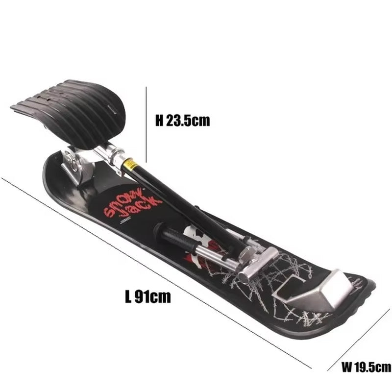 Adults Fold Skate Board Winter Outdoor Snow Tube Ski Scooter Sled with Safe Brake