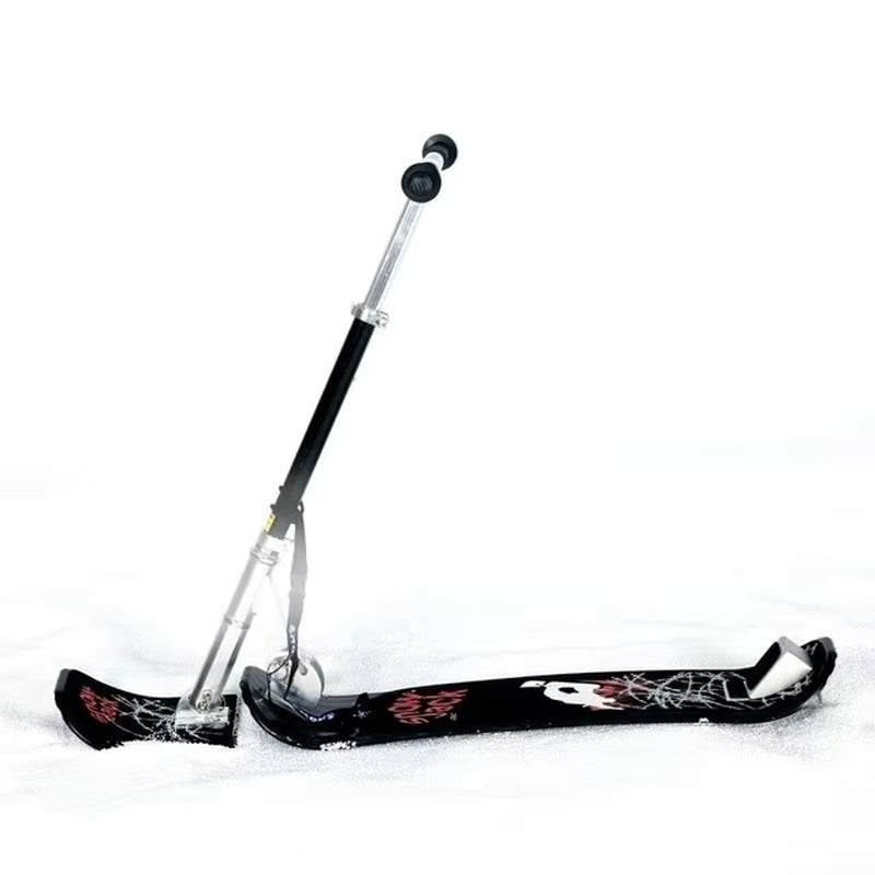 Adults Fold Skate Board Winter Outdoor Snow Tube Ski Scooter Sled with Safe Brake