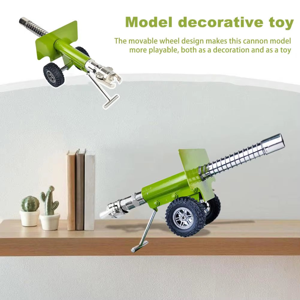 Heavy-Duty Metal Alloy Miniature Artillery Figurine and Launcher Statue
