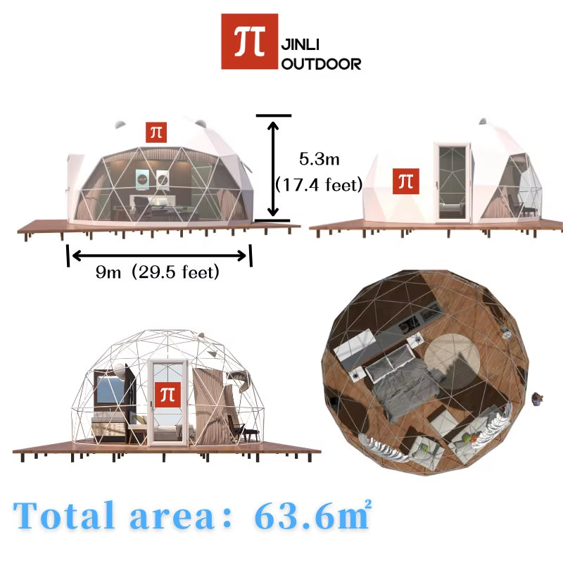Geodesic Dome Tent - Luxury Outdoor Glamping Experience with Transparent Starry Sky Design and Free Global Shipping
