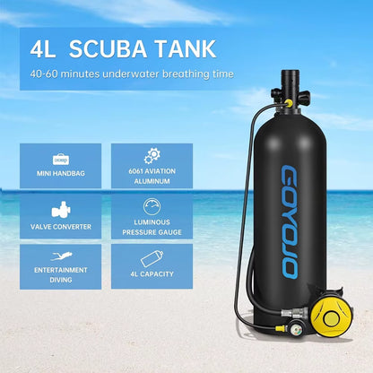4L Snack-Sized Aqua Air Canister with Fancy Pipe - 60-Minute Gilly-Giver for Those “Oops, I Forgot to Breathe” Moments!
