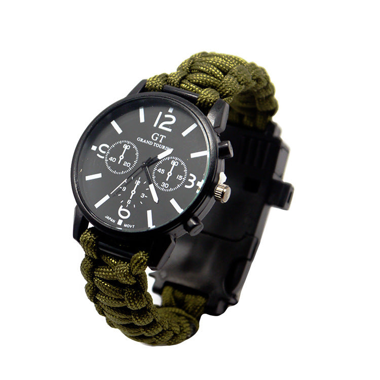 Abenteuertaugliche Survival-Uhr mit LED und Paracord