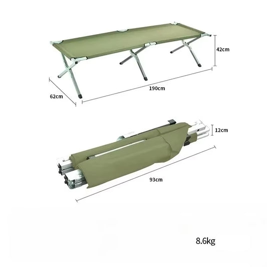 Portable Double Camping Cot Chair - Lightweight Aluminum Alloy Folding Bed for Outdoor Use