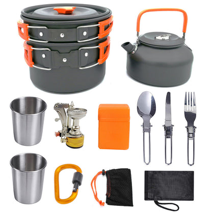 Juego de utensilios de cocina para acampar de aventura épica