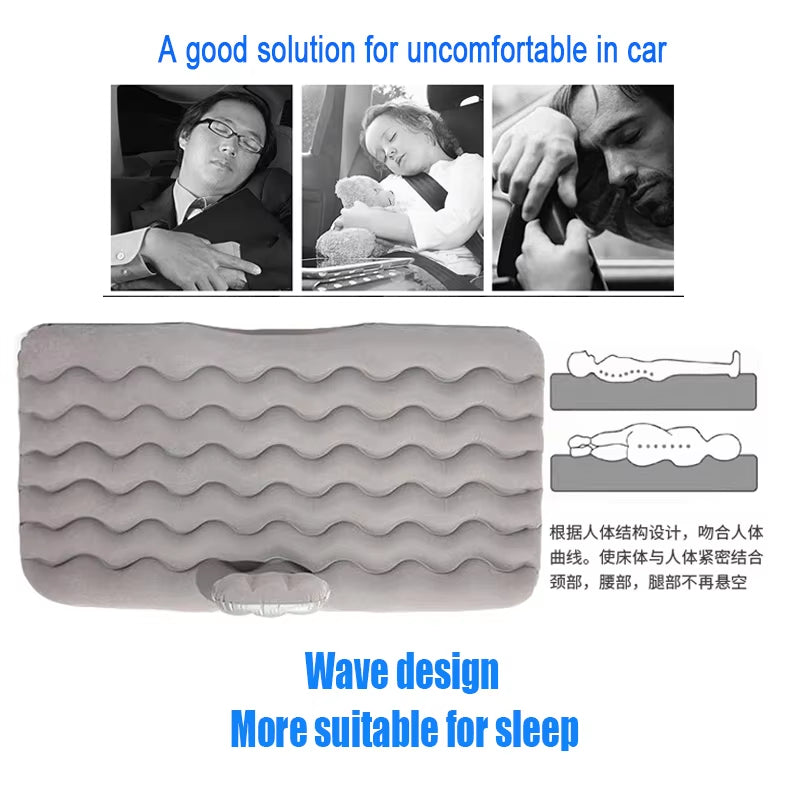 Universal Car Air Inflatable Travel Mattress for Back Seat - Multi-Functional Sofa Pillow and Outdoor Camping Cushion