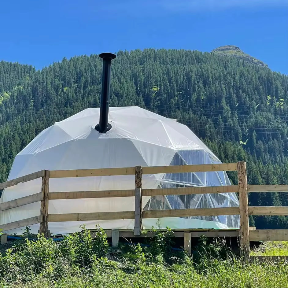 Geodesic Dome Tent - Luxury Outdoor Glamping Experience with Transparent Starry Sky Design and Free Global Shipping