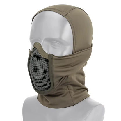 Tactical Balaclava Mesh Mask Airsoft Paintball Full Face Protection Ninja Style Hood Steel Metal Mask Foldable Design