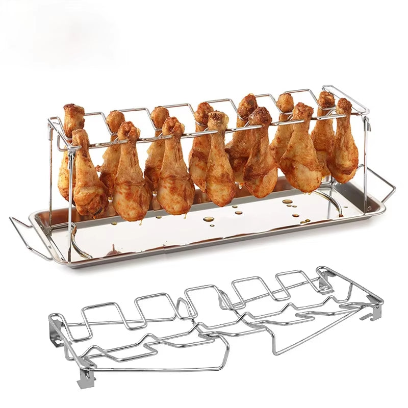 The Ultimate Meat Tower: A Stainless Steel Chicken Leg Party Rack for BBQ Wizards and Drip Pan Enthusiasts!