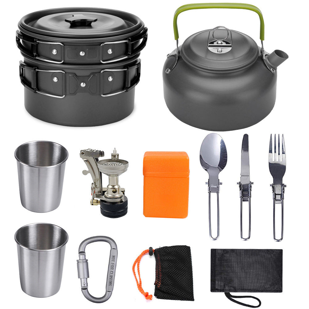 Juego de utensilios de cocina para acampar de aventura épica