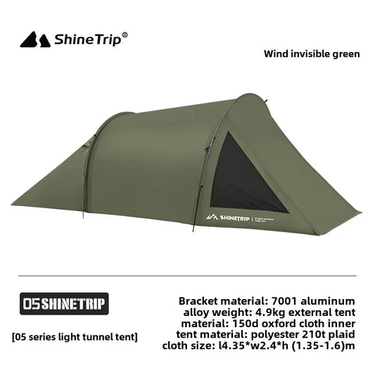 Shinetrip Lightweight Tunnel Camping Tent with Sun Protection and Spacious Design, Made from Durable Oxford Cloth, Multifunctional Outdoor Shelter