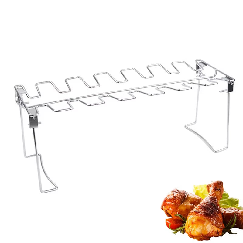 The Ultimate Meat Tower: A Stainless Steel Chicken Leg Party Rack for BBQ Wizards and Drip Pan Enthusiasts!