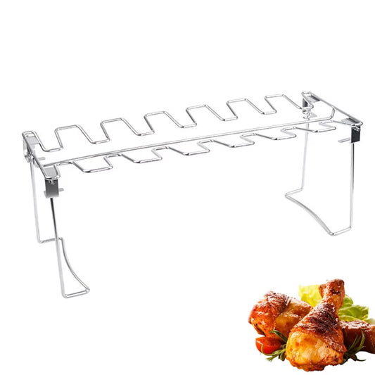 The Ultimate Meat Tower: A Stainless Steel Chicken Leg Party Rack for BBQ Wizards and Drip Pan Enthusiasts!
