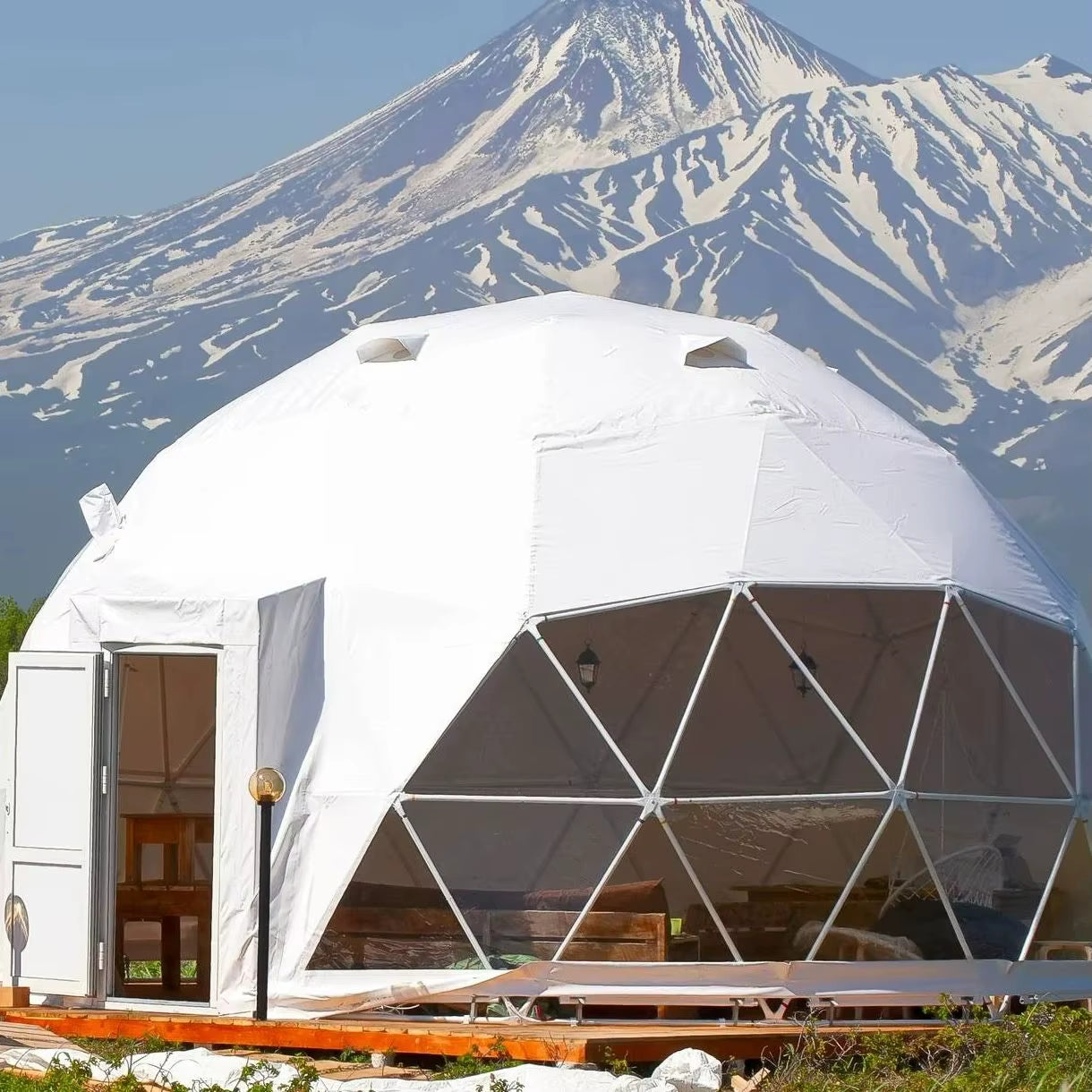 Geodesic Dome Tent - Luxury Outdoor Glamping Experience with Transparent Starry Sky Design and Free Global Shipping