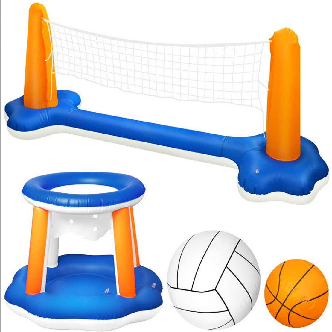 Episches aufblasbares Pool-Sportset: Volleyball und Basketball