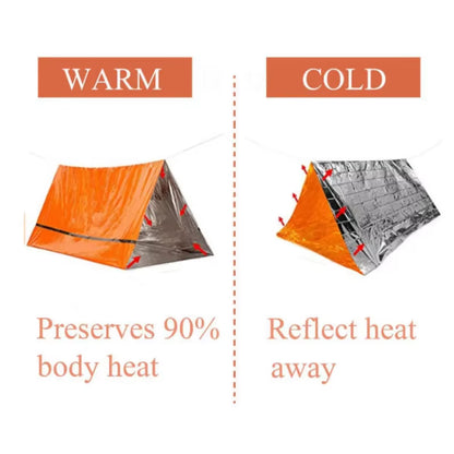 Waterproof Mylar Thermal Emergency Survival Shelter Tent for Two - Ideal for Hiking and Outdoor Camping