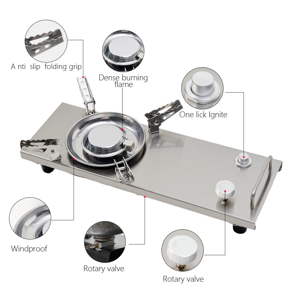Panda-licious Portable BBQ Blast: The Mighty Gas Stove That Turns Campsites into Feasts!