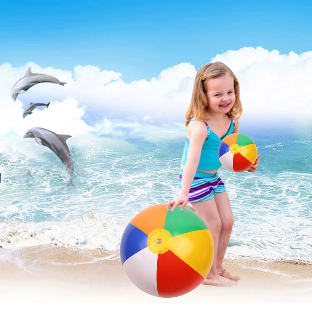 Set of 3 Inflatable Rainbow Beach Balls - Colorful Pool Party Accessories and Summer Water Toys