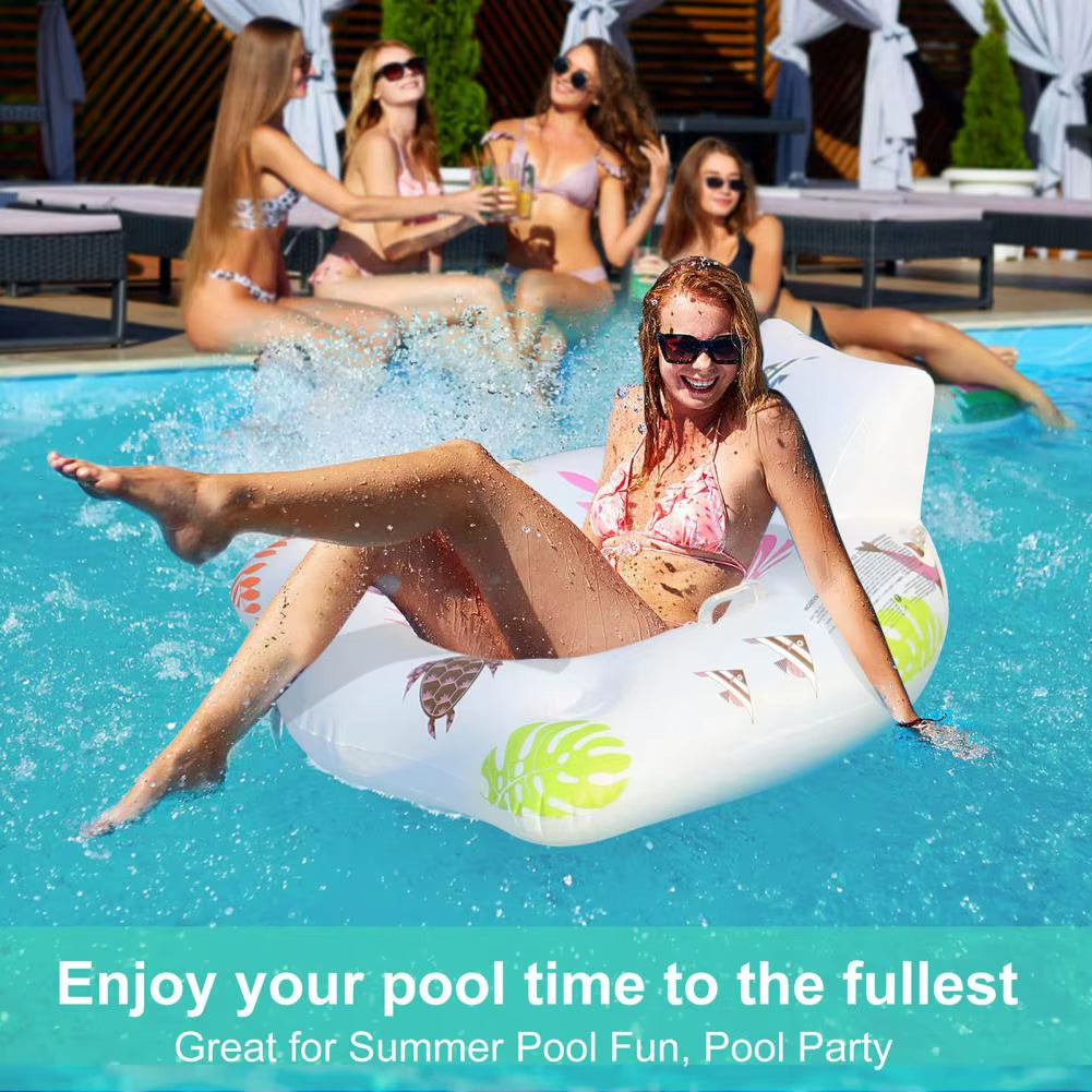 Luxurious Water Air Mattress Swim Chair with U-Shaped Design and Color-Changing Light for Ultimate Relaxation by the Pool