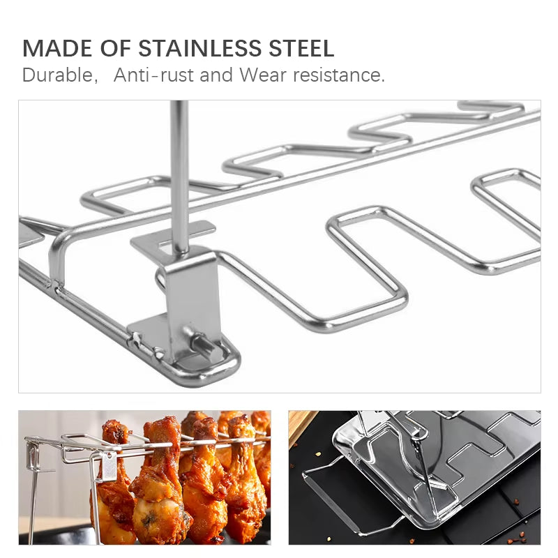 The Ultimate Meat Tower: A Stainless Steel Chicken Leg Party Rack for BBQ Wizards and Drip Pan Enthusiasts!