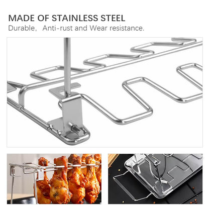 The Ultimate Meat Tower: A Stainless Steel Chicken Leg Party Rack for BBQ Wizards and Drip Pan Enthusiasts!