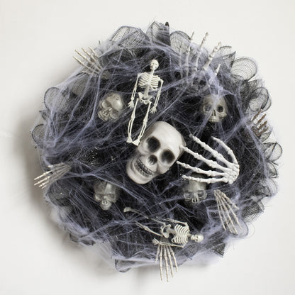 Halloween Black Mesh Skull Garland Party Layout Props