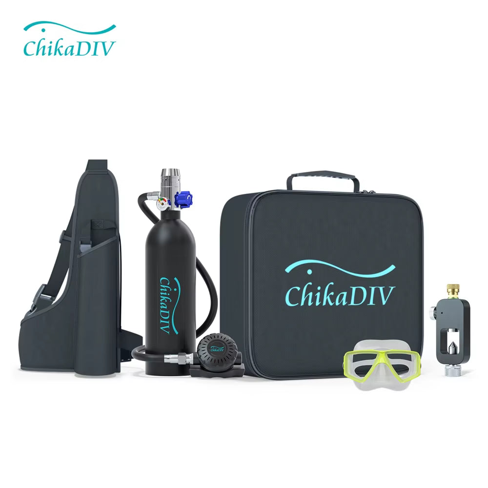 C400 Mini Scuba Tank Oxygen Cylinder Refillable 1L Capacity Diving Gear Diver Portable Diving Snorkeling Equipment