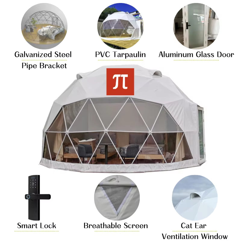 Geodesic Dome Tent - Luxury Outdoor Glamping Experience with Transparent Starry Sky Design and Free Global Shipping