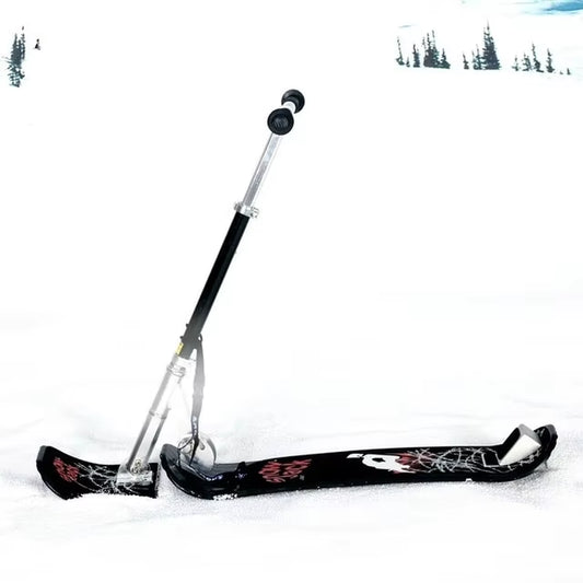 Adults Fold Skate Board Winter Outdoor Snow Tube Ski Scooter Sled with Safe Brake