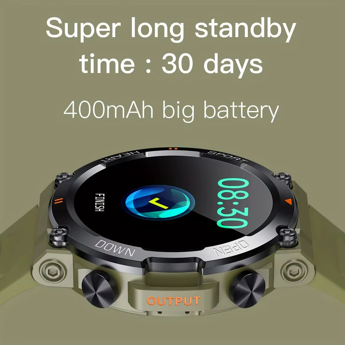 K56Pro Men's Smart Watch with Heart Rate Monitor, Bluetooth Connectivity, 400mAh Battery, 1.39-Inch HD Display, Ideal for Outdoor Sports