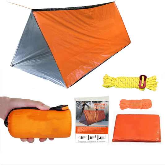 Waterproof Mylar Thermal Emergency Survival Shelter Tent for Two - Ideal for Hiking and Outdoor Camping