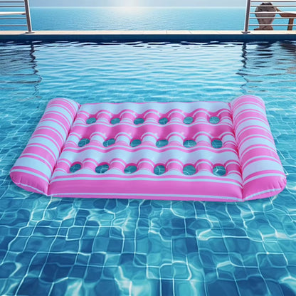 Inflatable PVC Water Sleeping Bed - Foldable Floating Lounger and Air Mattress for Swimming Pools and Outdoor Use