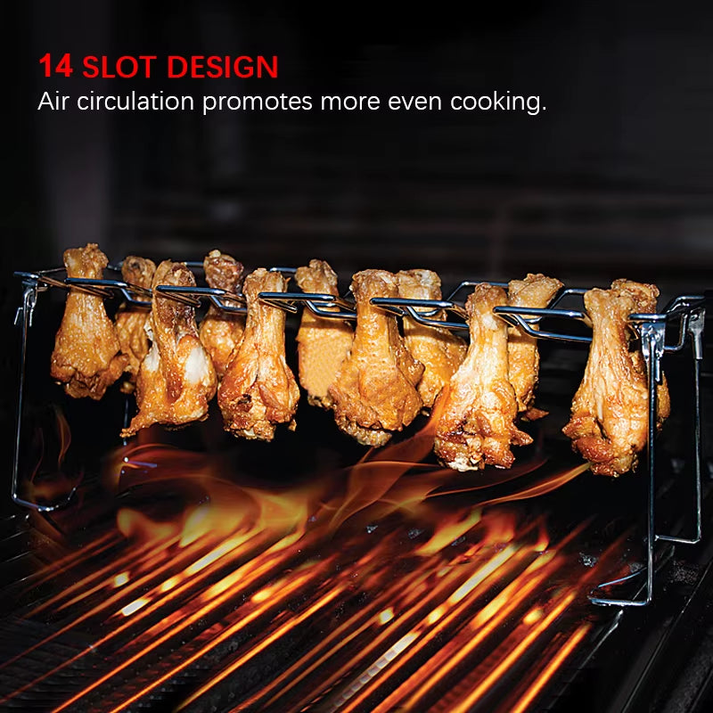 The Ultimate Meat Tower: A Stainless Steel Chicken Leg Party Rack for BBQ Wizards and Drip Pan Enthusiasts!