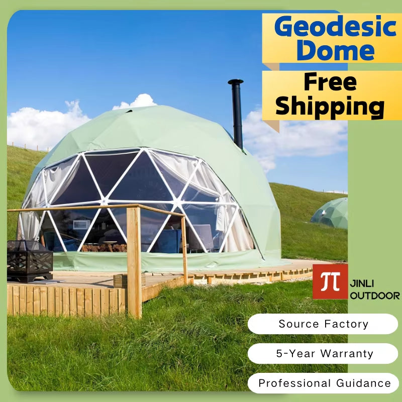 Geodesic Dome Tent - Luxury Outdoor Glamping Experience with Transparent Starry Sky Design and Free Global Shipping