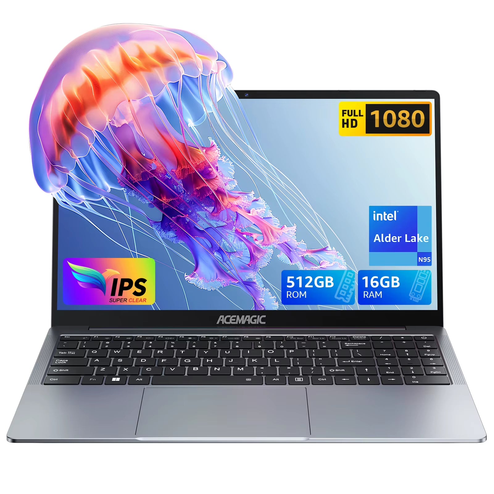 ACEMAGIC AX16 Laptop -  N97, 16-Inch Display, 16GB LPDDR4 RAM, 512GB SSD, Lightweight Business Notebook, Windows 11 Pro