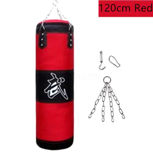 Punch Sandbag Durable Boxing Heavy Punch Bag with Metal Chain Hook Carabiner Fitness Training Hook Kick Fight Karate Taekwondo