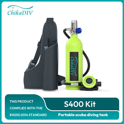 C400 Mini Scuba Tank Oxygen Cylinder Refillable 1L Capacity Diving Gear Diver Portable Diving Snorkeling Equipment