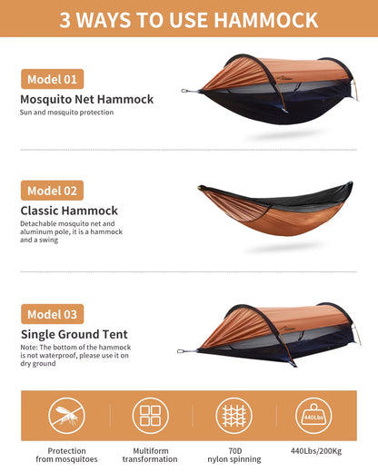 Premium Outdoor Double Hammock with Mosquito Net - Lightweight for Backpacking, Backyard, Hiking, and Camping