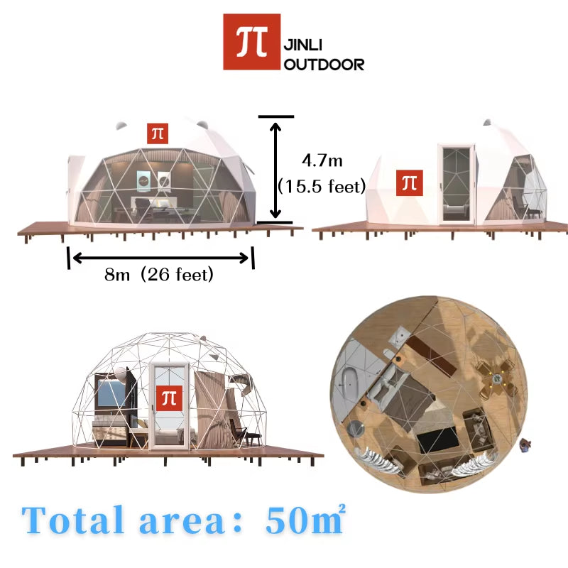 Geodesic Dome Tent - Luxury Outdoor Glamping Experience with Transparent Starry Sky Design and Free Global Shipping