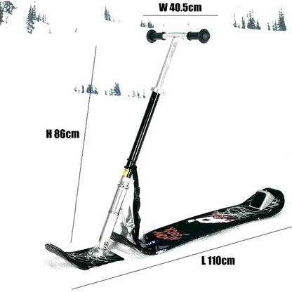 Adults Fold Skate Board Winter Outdoor Snow Tube Ski Scooter Sled with Safe Brake