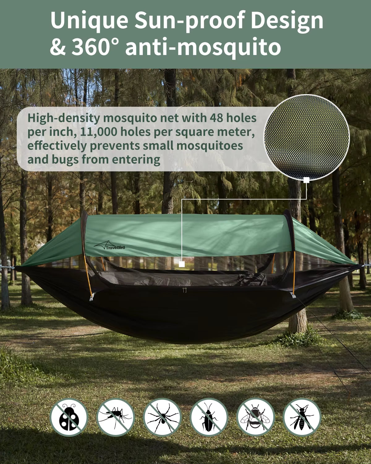 Premium Outdoor Double Hammock with Mosquito Net - Lightweight for Backpacking, Backyard, Hiking, and Camping