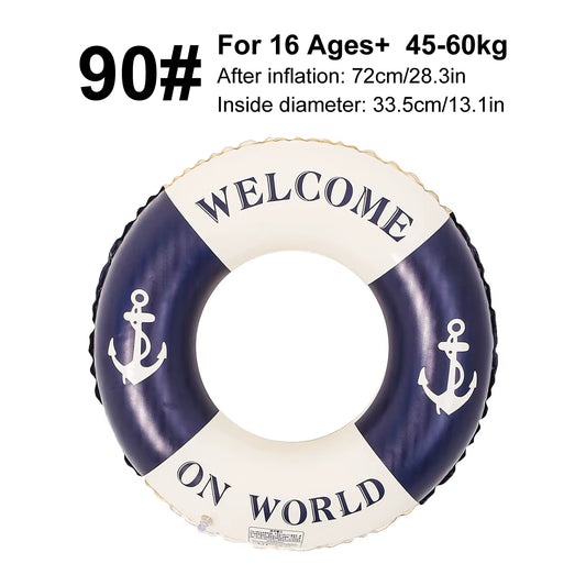 Retro Boat Anchor Women's Swimming Ring - Inflatable Lifebuoy for Adults, Floating Pool Raft with Handrail for Leisure Beach Use