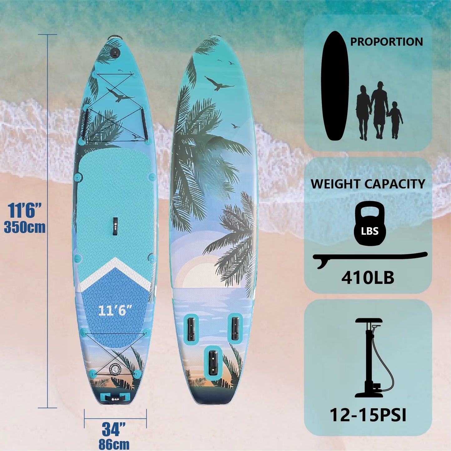 Premium Inflatable Surfboards for Water Sports - 11'6