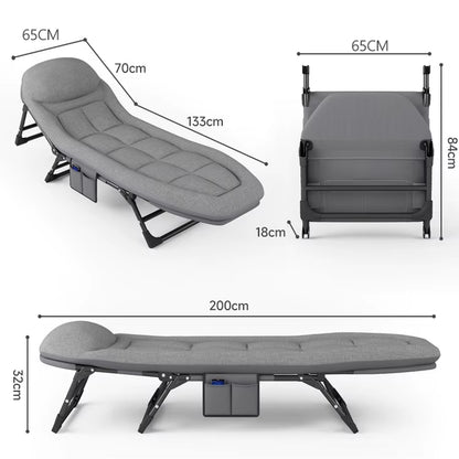 Portable Folding Bed for Outdoor Sleeping - Single Recliner Lounge Chair for Camping and Office Use