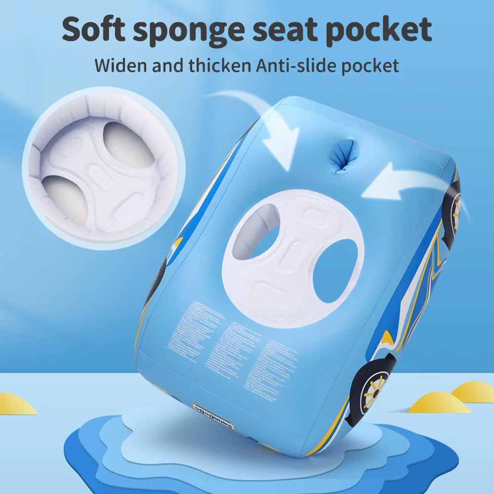 Inflatable Car Swimming Seat for Kids with Handle - Floating Pool Toy with Water Gun for Summer Fun