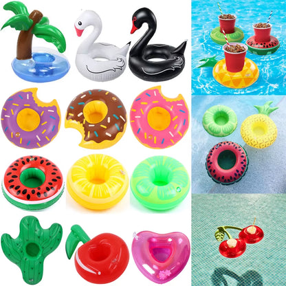 1PC Inflatable Float Cup Pad Swimming Pool Drink Cup Stand Holder Cute Drink Pool Mat for Kids Toy Summer Pool Party Decorations