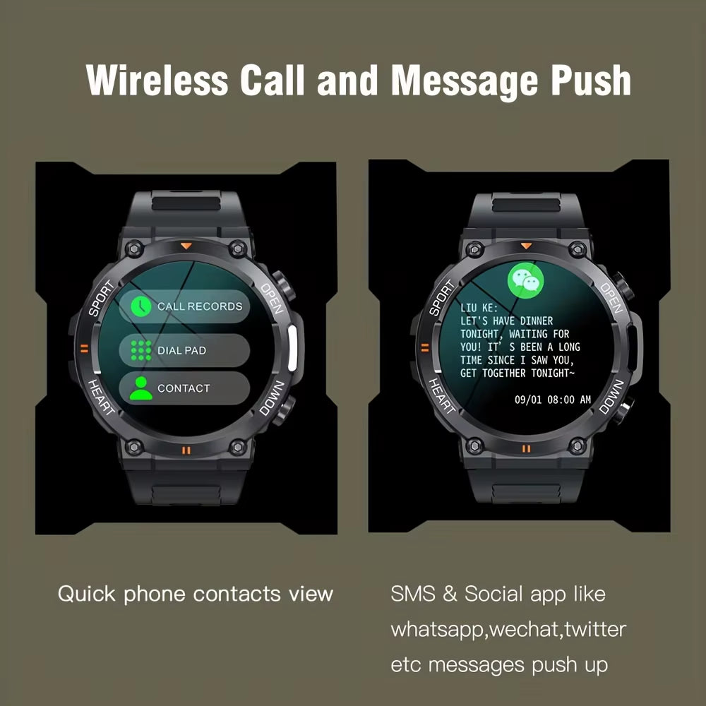 K56Pro Men's Smart Watch with Heart Rate Monitor, Bluetooth Connectivity, 400mAh Battery, 1.39-Inch HD Display, Ideal for Outdoor Sports