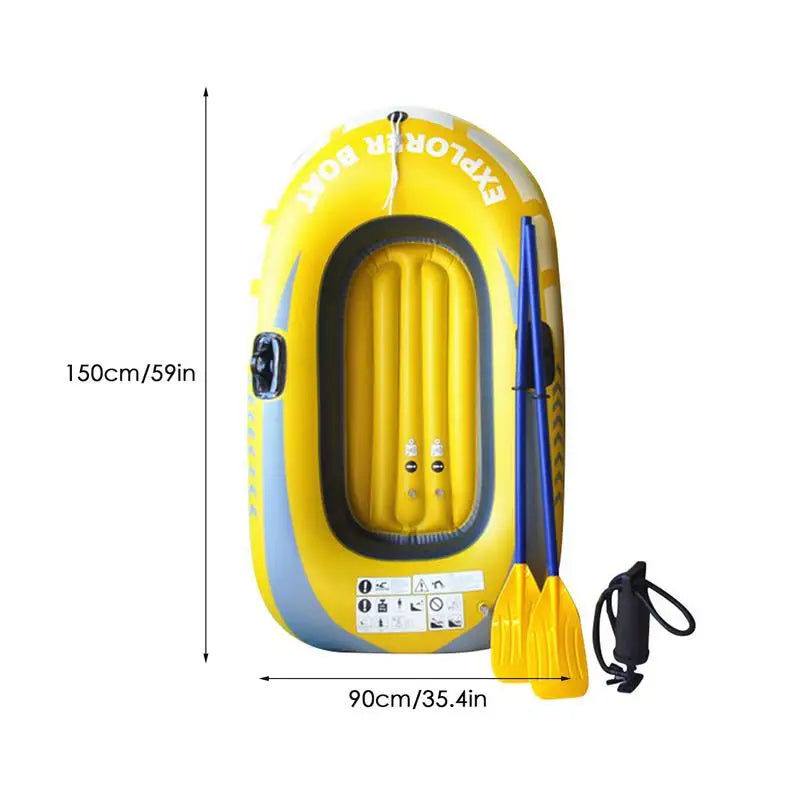 Inflatable Boat 2 People PVC Canoe Kayak Rubber Dinghy Thicken Foldable Drifting Fishing Boat Raft with Air Pump and Paddles