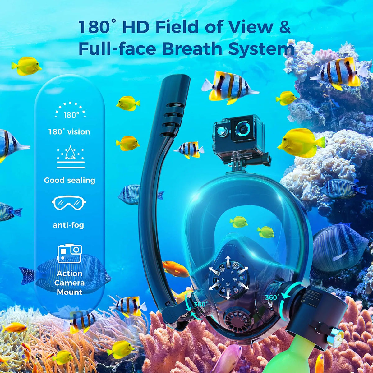 Dive into Adventure with ChikaDIV's Ultimate Underwater Snorkel Party Pack – Mini-Oxygen Tank, Hand-Pump, and Snorkel Mask Included!