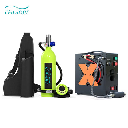 Dive into Adventure with ChikaDIV's Ultimate Underwater Snorkel Party Pack – Mini-Oxygen Tank, Hand-Pump, and Snorkel Mask Included!