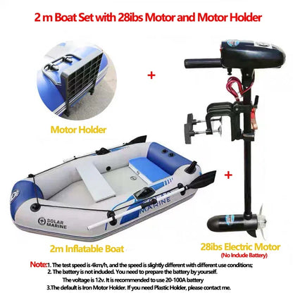 1.75~3.3M Inflatable Boat with Electric Motor Set for Fishing Drift Canoeing 1~5 Persons River Water Play Sports Air Deck Boat